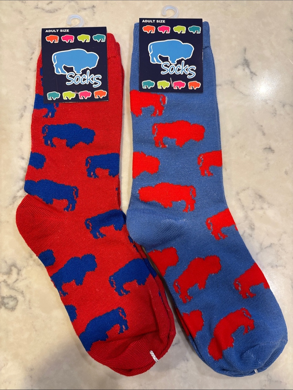Buffalo Red and Blue Mismatched Buffalo Crew Socks - Buffalo Brand